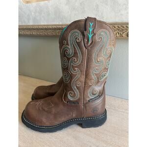Justin gypsy women’s brown cowgirl steel toe waterproof boots size 6.5